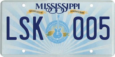 MS license plate LSK005