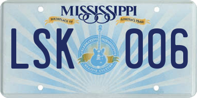 MS license plate LSK006