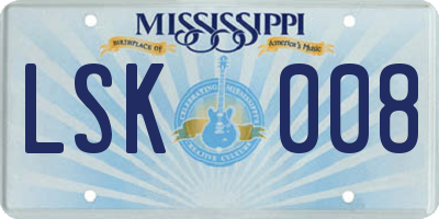 MS license plate LSK008