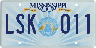 MS license plate LSK011