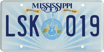MS license plate LSK019