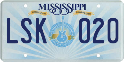 MS license plate LSK020