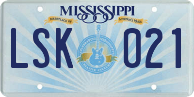 MS license plate LSK021
