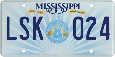 MS license plate LSK024