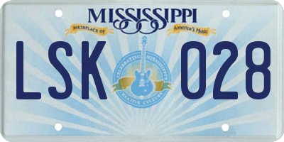 MS license plate LSK028