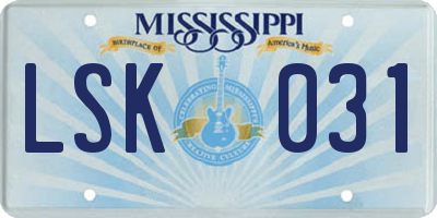 MS license plate LSK031