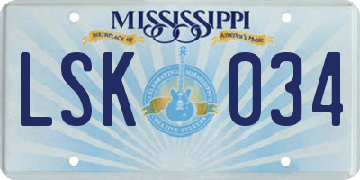 MS license plate LSK034