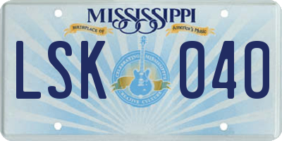 MS license plate LSK040