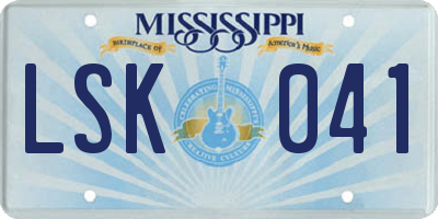 MS license plate LSK041