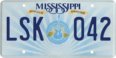 MS license plate LSK042