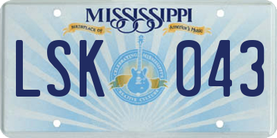 MS license plate LSK043