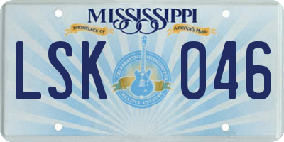 MS license plate LSK046
