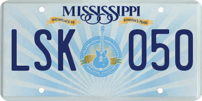 MS license plate LSK050