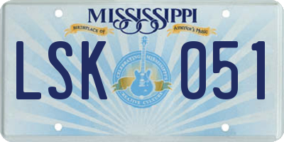 MS license plate LSK051