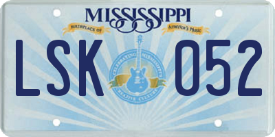 MS license plate LSK052