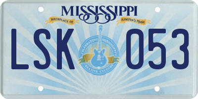 MS license plate LSK053