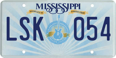 MS license plate LSK054