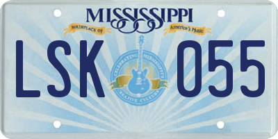 MS license plate LSK055