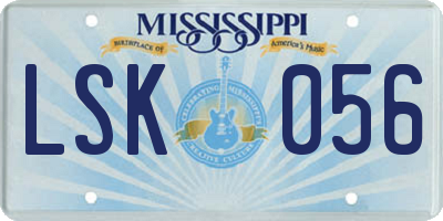 MS license plate LSK056