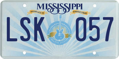 MS license plate LSK057