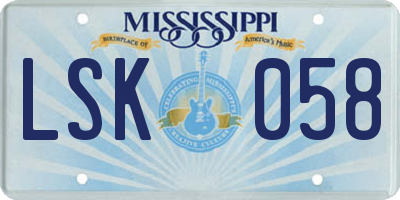 MS license plate LSK058