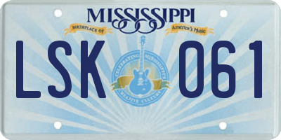 MS license plate LSK061