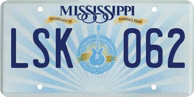 MS license plate LSK062