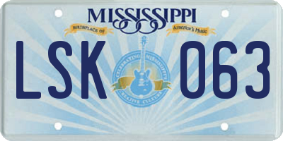 MS license plate LSK063