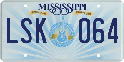 MS license plate LSK064