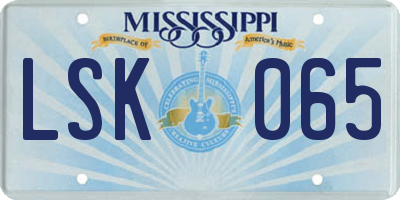 MS license plate LSK065