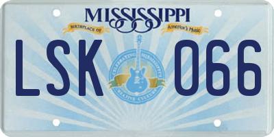 MS license plate LSK066