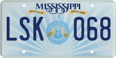 MS license plate LSK068
