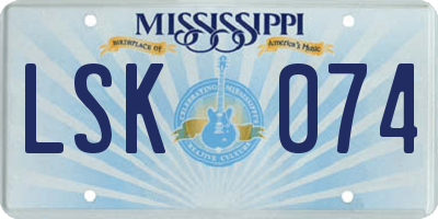 MS license plate LSK074