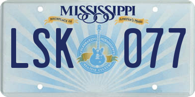 MS license plate LSK077