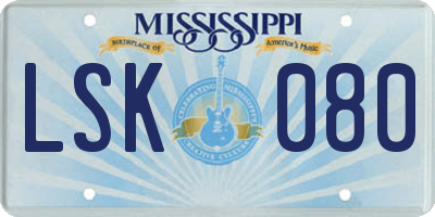 MS license plate LSK080