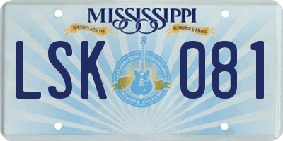 MS license plate LSK081