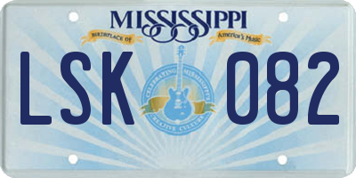 MS license plate LSK082