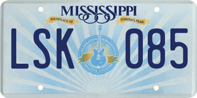 MS license plate LSK085