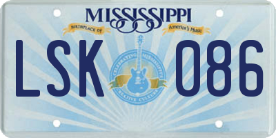 MS license plate LSK086
