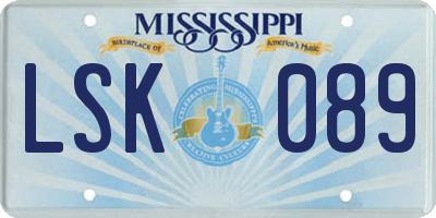 MS license plate LSK089