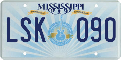 MS license plate LSK090