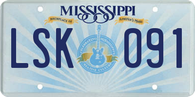 MS license plate LSK091