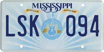 MS license plate LSK094
