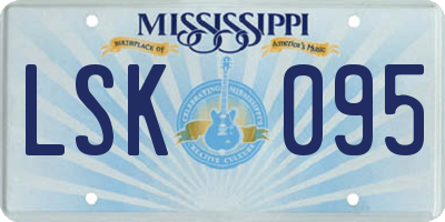 MS license plate LSK095