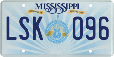 MS license plate LSK096