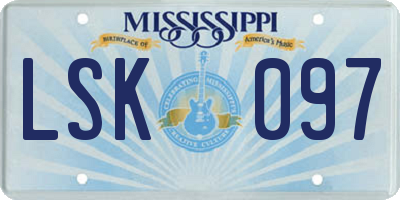MS license plate LSK097