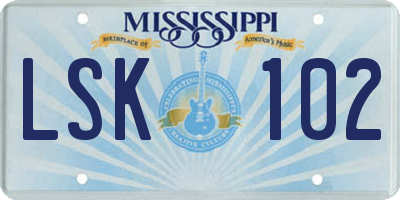 MS license plate LSK102