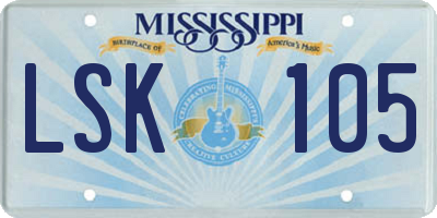 MS license plate LSK105