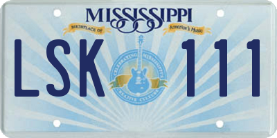 MS license plate LSK111