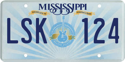 MS license plate LSK124